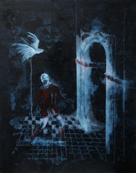 AK 003-09 The troubled fool with his bird, 2009 300dpi