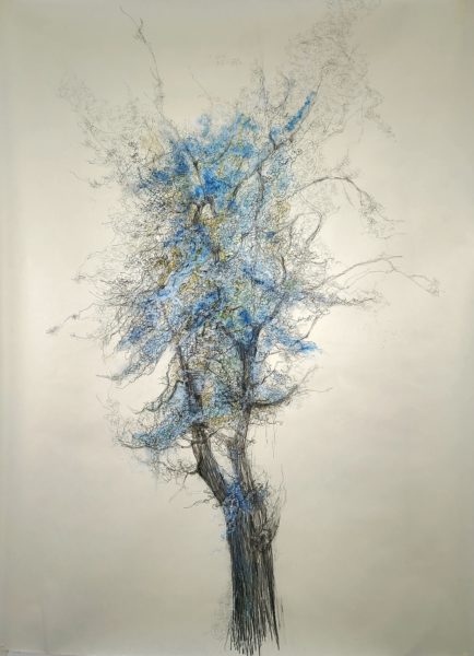 AK 003-23 Moon Tree 3, 2023, graphite on rice paper mounted on canvas, cm162x117,5x -LR
