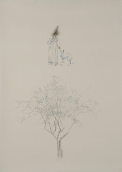 AK 013-11.Man, Dog and a Tree, 28x40 inches (cm.101x71)