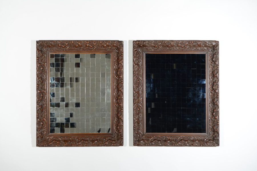 FF 038-10 Archivio (specchio), 2010, specchi e vetri colorati e cornici originali, dittico, cm83x68 cad. -LR