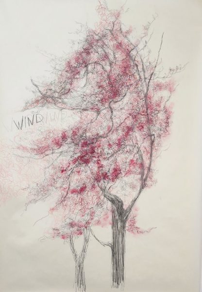 Wind I 2025 I graphite, pastel on rice paper I 66x46 inches